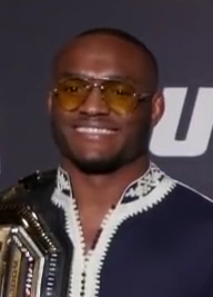 Kamaru usman at ufc 245 media day staredowns